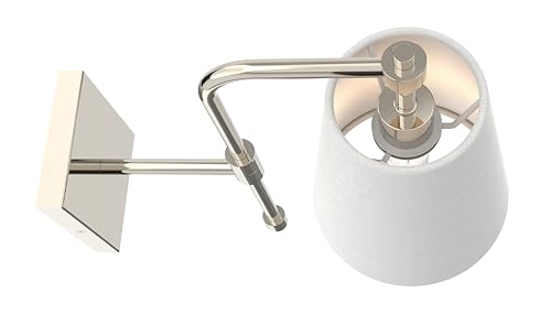 Image of Swing Arm Wall Lamps Set of 2, Fabric Linen Shade, Hardwired Wall Mounted Light Fixture for Bedside, Living Room, Bathroom, Versatile Home Decor (Brushed Nickel)