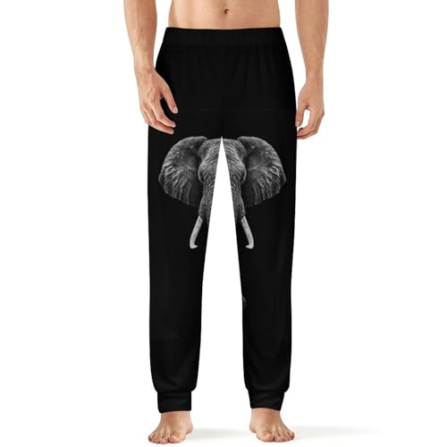 Pantalones de pijama para hombre, diseño de cabeza de elefante con cuernos y cuernos, pantalones de pijama elásticos, Estilo:, 4XL