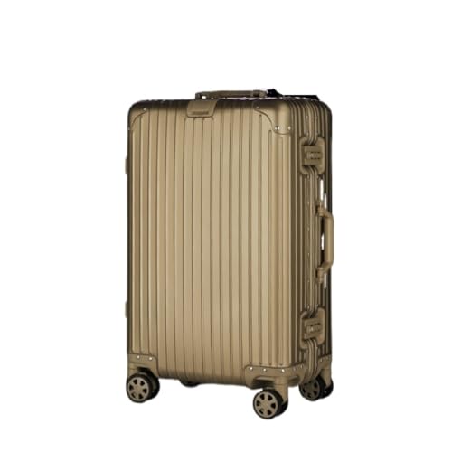Suitcase All-aluminum Magnesium Alloy Trolley Case, Swivel Wheel Silent Suitcase, Strong And Durable Password Suitcase Luggage(Gold,26in)