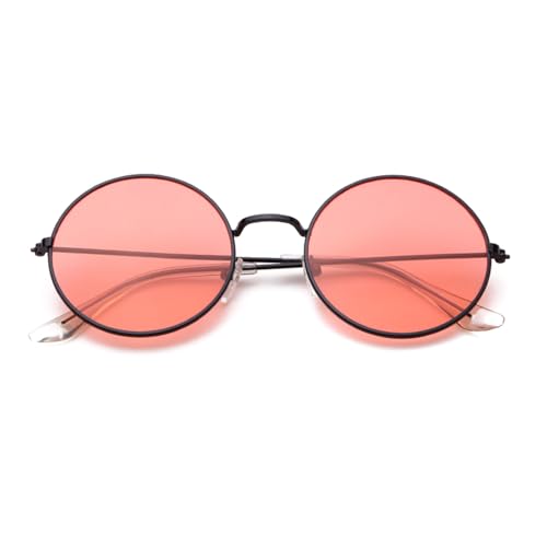 Retro Small Round Sunglasses Womens Men Circle Lennon Hippie Style Sun Glasses Gold Frame Red Shades Ocean color Sunnies