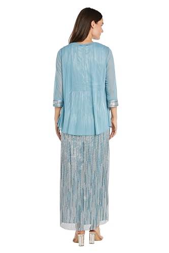 Image of R&M Richards Women's Elegant Matte Chiffon Flyaway Jacket W /Maxi Crinkle Dress | Two-Piece Evening Event & Parties