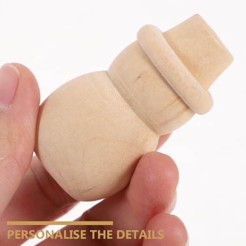 ULTNICE 10Pcs Wooden Snowman Peg Dolls Blank Diy Cake Toppers for Wedding Party Decoration Unpainted Wooden Snowman Figures - Image 3