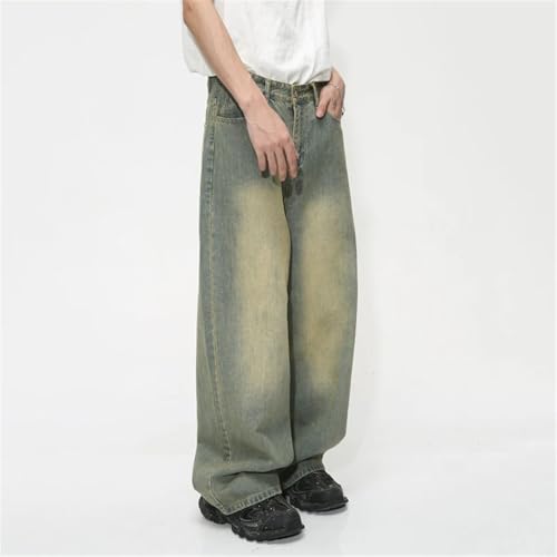 Men's Vintage Baggy Jean Trousers Distressed Personality Wide Leg Denim Pant4