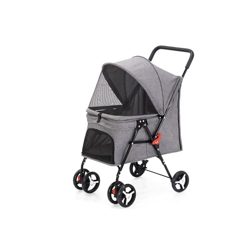Poussette pour chiens design pliable avec panier de rangement et frein