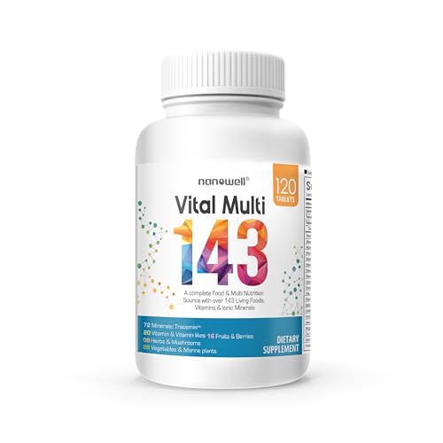 Vital Multi 143 - Multivitamin & Multimineral Supplement with 20 Vitamins and 72 Minerals,143 Ingredients Total - 120 Tablets, 30 Day Supply