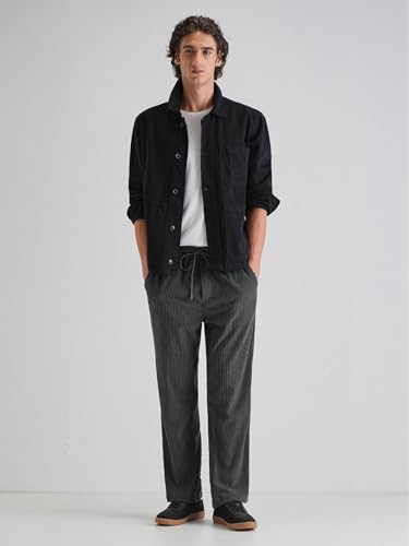 Image of Banana Club Deep Black Corduroy Pant - Regular Fit, Solid, Corduroy Casual Trousers with Textured Fabric, Comfortable Fit