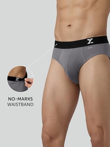 Image of XYXX Men's Aero 100% Super Combed Cotton Regular Fit Solid Anti Bacterial Briefs with No Marks Waistband (Pack of 3)