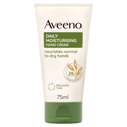 Aveeno Daily Moisturising Hand Cream (1x 75ml), Nourishing Lotion with 24-Hour Moisturisation and Nourishing Oat, Moisturiser for Normal to Dry Hands