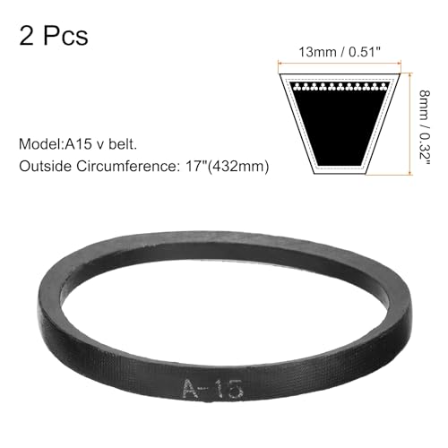 Image of uxcell 2pcs A15 or 4L170 Classic Wrapped Rubber V-Belt, 15 inch(382mm) Inside Circumference, A Profile V Belt