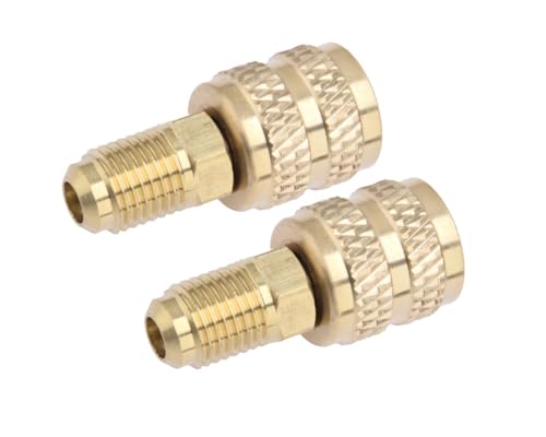 2 piezas de adaptador de latón para aire acondicionado R32 a R410a, conexión hembra 5/16" y macho 1/4" SAE miniatura 1