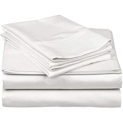 BEDDING ZONE 4-Piece Luxury Sheets Set, White Solid, Twin Size Sheets Set, 12" deep Pocket Sheet Set, Premium, Breathable Soft and Hotel-Quality100% Egyptian Cotton 800 Thread Count Cover