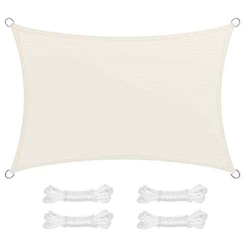 SONGMICS Sonnensegel 2 x 3 m, Sonnenschutz aus HDPE-Gewebe, luftdurchlässig, wasserdurchlässig, für Terrasse, Garten, Ba...