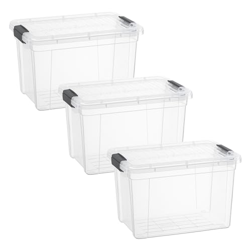 Image of Superio 4.75 Quart Clear Plastic Storage Boxes with Lids, Stackable Organizer Containers, BPA-Free Storage Bins for Home, Office, School & Dorm, 3 Pack