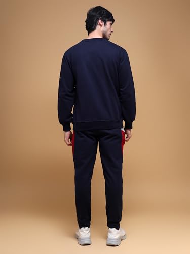 Image of Cotton Fleece Regular Fit Full Sleeves Sweatshirt & Lower Combo Set Tracksuit With Kangaroo Pockets For Men| Gym Home Workouts Training Jogging Hiking