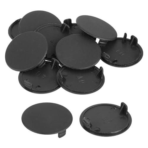 Image of uxcell 10Pcs Hinge Hole Covers, 40mm(1-9 /16 inch) Dia Plastic Concealed Hole Cover Round Flush Type Caps for Furniture Cabinet Cupboard, Black