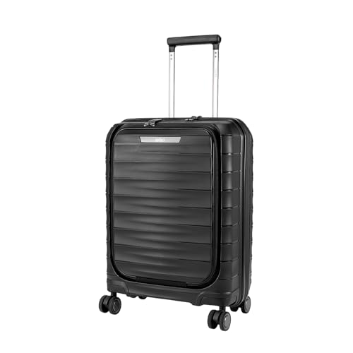 Image of Safari Select Aerolite 55 CM Small Cabin Black Front Open Hard Shell Double Spinner Trolley /Luggage Bag with TSA Lock, Dual 8 Wheels and Anti-Theft Zipper