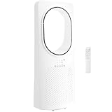 HOMCOM Bladeless Turmventilator für Schlafzimmer, 36 dB Standventilator mit 45° Oszillation, 3 Geschwindigkeiten, 3 Modi, 15-Stunden-Timer, Fernbedienung, Weiß