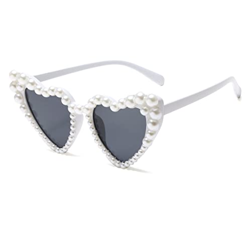 Long Keeper Love Pearl Sunglasses for Women Luxury Vintage Heart Sun Glasses Party Festival Cat Eye Bling Sunglasses UV4002
