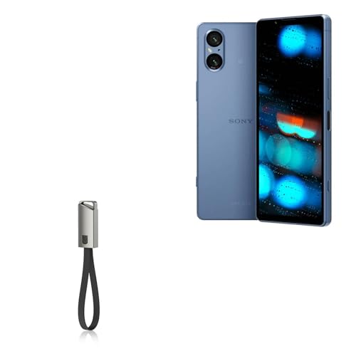 BoxWave Cable Compatible with Sony Xperia 5 V - USB Type-C Keychain Charger, Key Ring USB Type-C to Type-A 8 in USB Cable - Jet Black