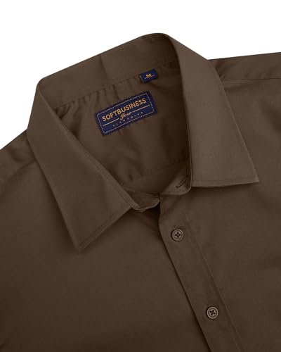 Image of J.VER Men's Short Sleeve Dress Shirts Stretch Stain Shield Casual Button Down Shirts Solid Formal Shirt