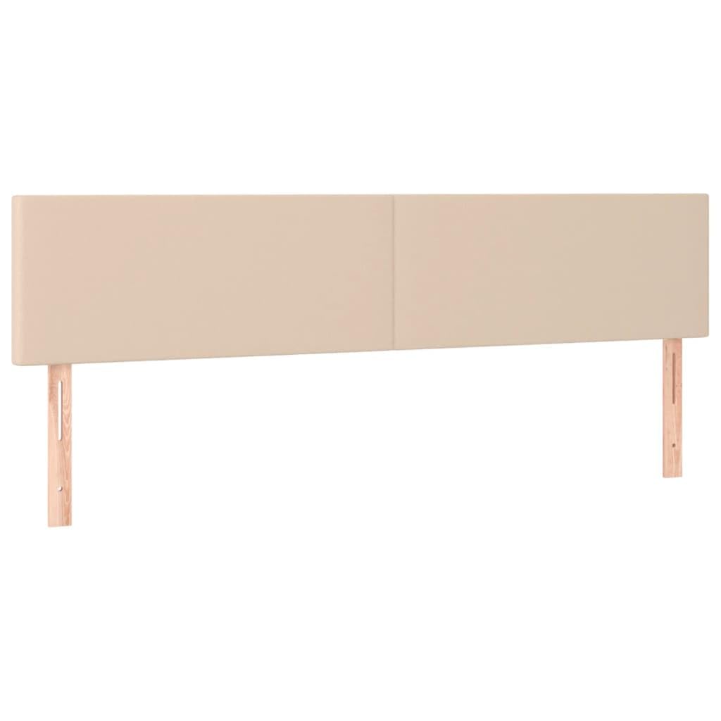 Łóżko kontynentalne ze sztucznej skóry, kolor cappuccino, 200 x 200 cm, w zestawie materac ze sprężynami kieszeniowymi, regulowany zagłówek, przyjazny dla skóry ochraniacz na materac