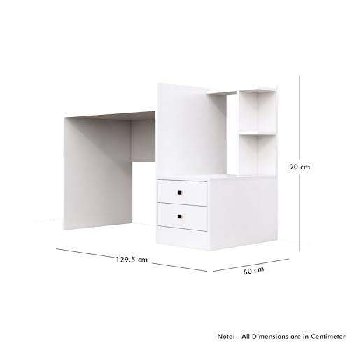 Image of Bniture Wooden Study Table for Home | Engineered Wood Study Table with Side Open Storage Area | Multi Purpose Computer Desk for Writing & Study | Laptop Table for Study Room & Office | Frosty White