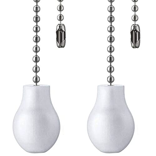 Image of Ceiling Fan Chain Extenders - 12 Inch White Wooden Pendant Pull Chain Extension for Light Lamp - 2 Pcs (Nickel)
