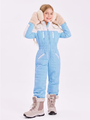 Image of Haloumoning Kid Snowsuit Girls Hooded Waterproof Insulated Ski Suit