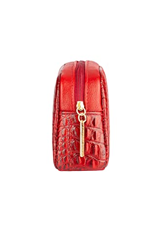 Necessaire feminina grande de couro Adriana - Vermelho