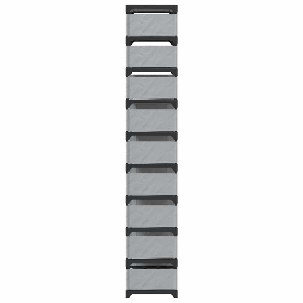 Zapatero 10 Niveles Gris 54x28x158 cm | Estructura de acero resistente, tela transpirable, almacenamiento versátil para entrada o pasillo