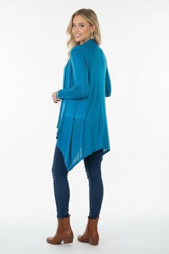 Image of ToBeInStyle Womens Open Front Long Sleeve Lightweight Asymmetrical Draped Cardigan with Side Pockets