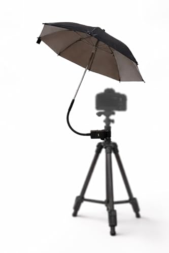 Camera Sun Shade & 20 Rain Umbrella with Adjustable Gooseneck Tripod/Chair Clamp Mount Weather Protection Umbrella for Outdoor Photography Filming & Live Streaming