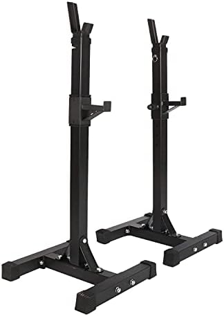 jxgzyy Squat Rack Stands, Max Load 550 lb Heavy Duty Barbell Rack Height Adjustable Bench Press Rack Power Weight Bench Support Squat Stands for Home Gym, Weight Lifting Equipment
