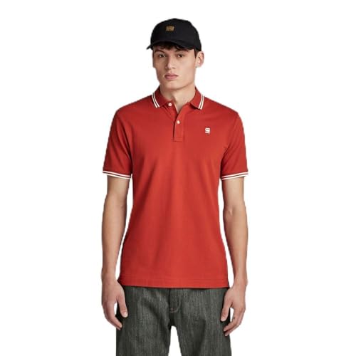 G-STAR RAW Men's Polos Dunda Slim Stripe Polo, Orange (Rooibos Tea D17127-5864-G052), S – Ansicht 1
