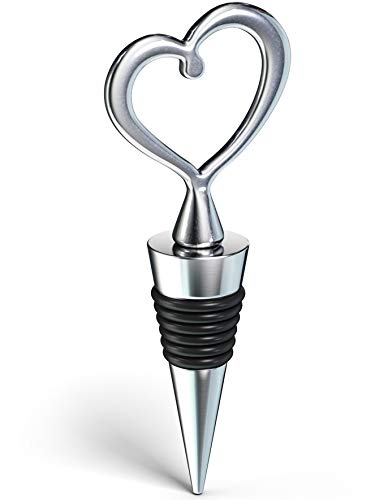 ZipSeal Heart Wine Bottle Stopper - Decorative Valentine Bottle Stopper - Elegant Gift