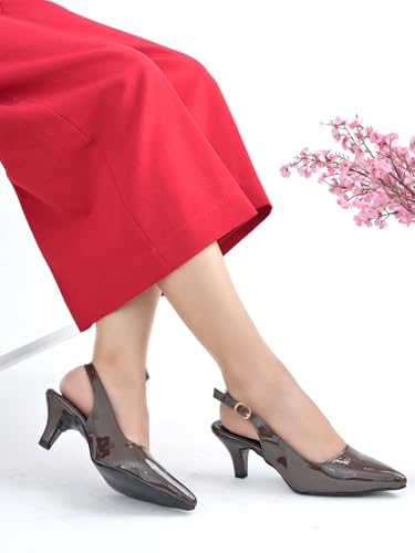 Image of Shoetopia Women's Heels - Elegant Pointed Toe Dress Pumps ||with Mid Stiletto Heel for Party Office & Formal Footwear