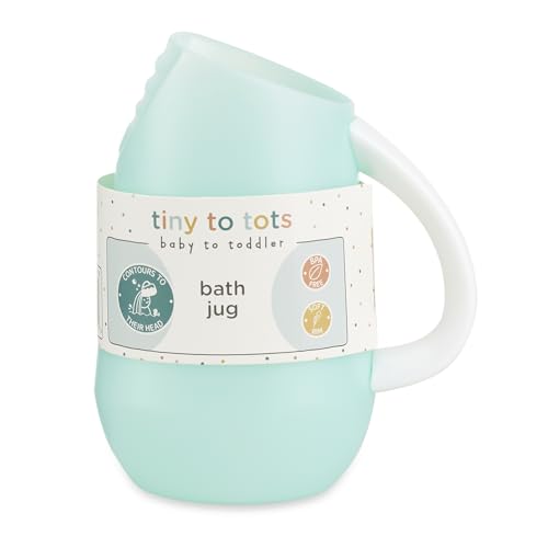 Baby Bath Jug Tiny To Tots Baby & Toddler Shampoo Rinser Hair Wash Jug With Handle Green BPA Free Soft Rim Designed To Contour To Your Babys Head