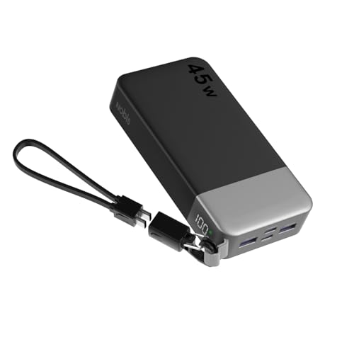 NOBIS Power Bank 20000mAh 45W Batería Portátil con Cable C-C Adjunto