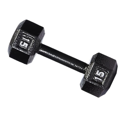 Image of amazon basics Cast Iron Hexagon Dumbbell, 6.8 Kgs (15 Pounds), Black