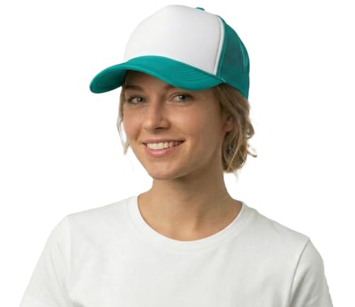 Image of NYFASHION101 Plain Mesh Trucker Hat - Breathable 6-Panel Daily Snapback Cap, Customizable Ideal for DIY Embroidery & Patches