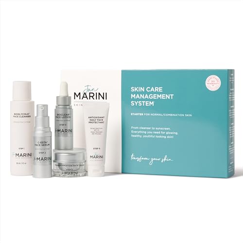 Jan Marini Starter Skin Care Management System - Travel-Size Skin Product Set with Cleanser, Face Serum, Face Lotion, Face Cream & Face Protectant - Skin Care System for Normal or Combination Skin