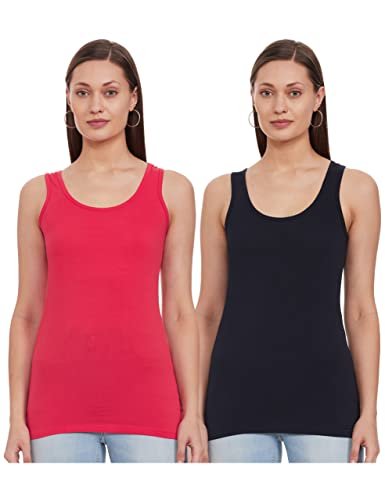 Image of Longies Women's Sleeveless Camisole (LWSLTPO2V001 Tomato & Navy blue12 M)