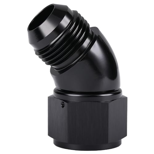 Podavelle 45 Degree 12AN Male to 12AN Female Swivel Full Flow Fitting Adapter Coupler Aluminum Black