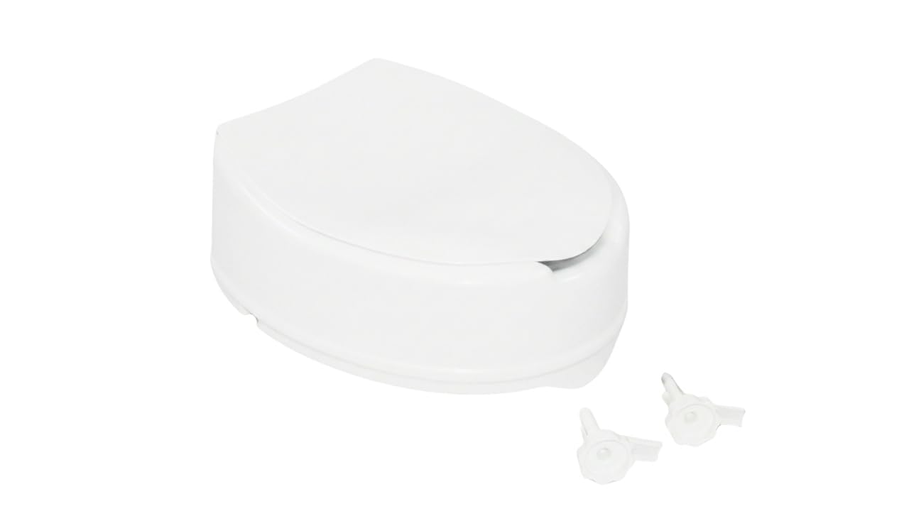Ausilium Rialzo WC per Adulti e Anziani con Coperchio - Alzawater 15 cm - Sedile WC Rialzato per Disabili e Persone con Mobilità Ridotta - Montaggio Rapido e Facile Pulizia