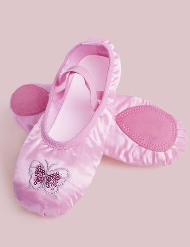 Sweet Pink Toddler Girls Ballet Shoes Kids Soft Split Sole Dance Slippers for Training, Performance, Class, Yoga, Indoor Sports2