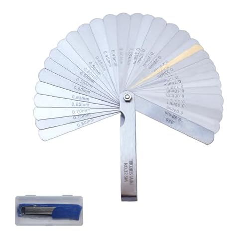 Feeler Gauge, JYEASTZ Feeler Gauges with 32 Blades - Stainless Steel Feeler Gauge Metric and Imperial Dual Marked Gap Measuring Tool for Automotive Repair (Straight Feeler Gauge) Cover