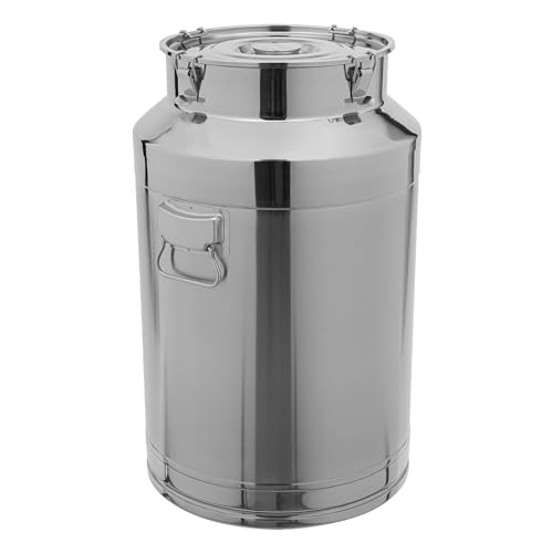 20 Gallon 304 Stainless Steel Barrel with Locking Lid, 76 Liter Ice Bucket & Milk Can for Beverage Storage, Farm, Restaurant, Commercial Kitchen Use