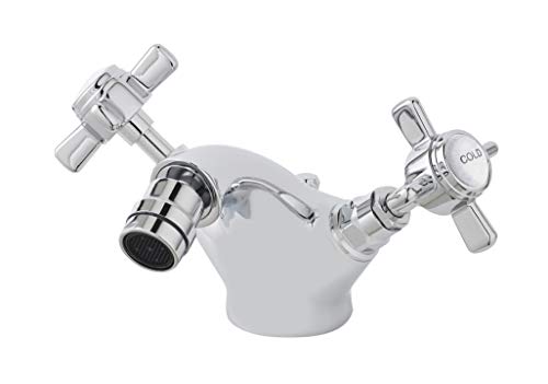 nuie I306X Grifo Monomando para bidé con Mango de cruceta de Lujo para baño Tradicional, Cromado, Set de 2 Piezas