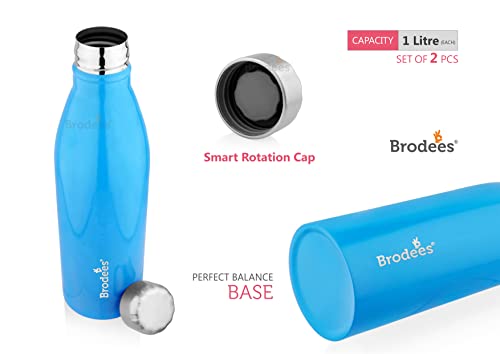 Image of OZONE Stainless Steel Bottle Set of 2 Pcs | Blue Color - 1000 ml Each