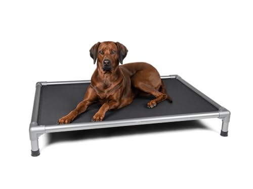TrendPet HighBed hochwertiges erhöhtes Hundebett, Premium Hochbett, Hundeliege aus eloxiertem Aluminium (105x80cm)